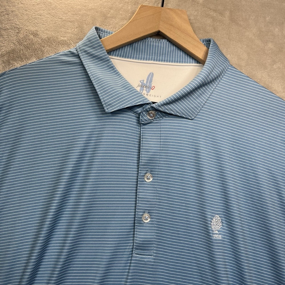 Johnnie-O Striped Polo Shirt 2XL UPF 50 Sun Protection Stretch Performance Logo